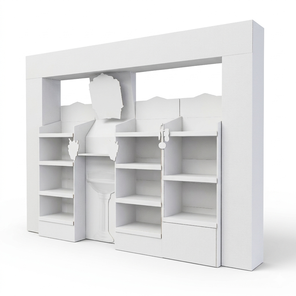 Compact 4-sided shop-in-shop unit